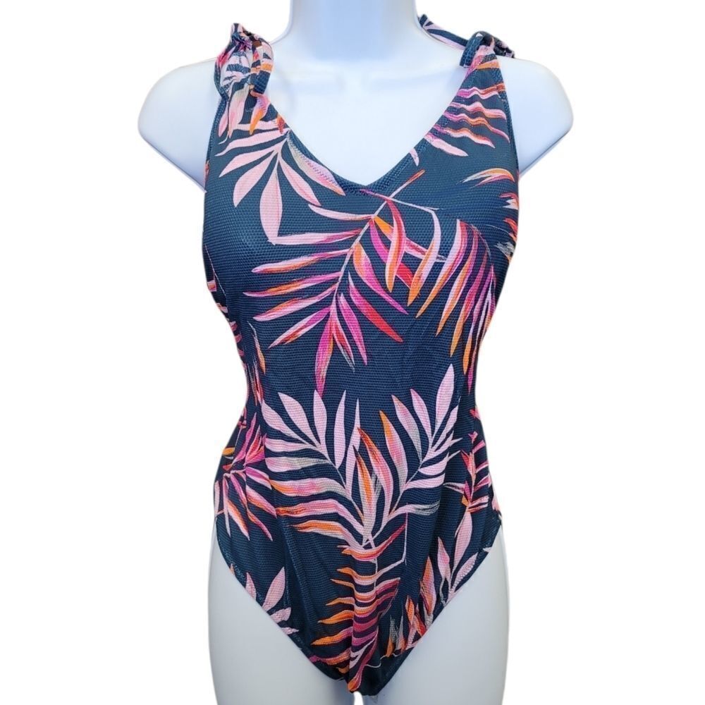 Nwot Jessica Simpson Floral Textured Tie Straps One Piece Swimsuit